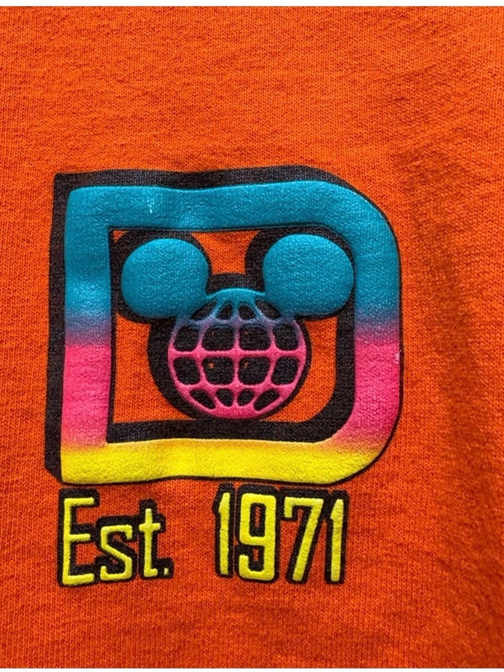 Disneyworld Halloween Orange Long Sleeve Crew Mickey Pumpkin Print Size L - Picture 8 of 9